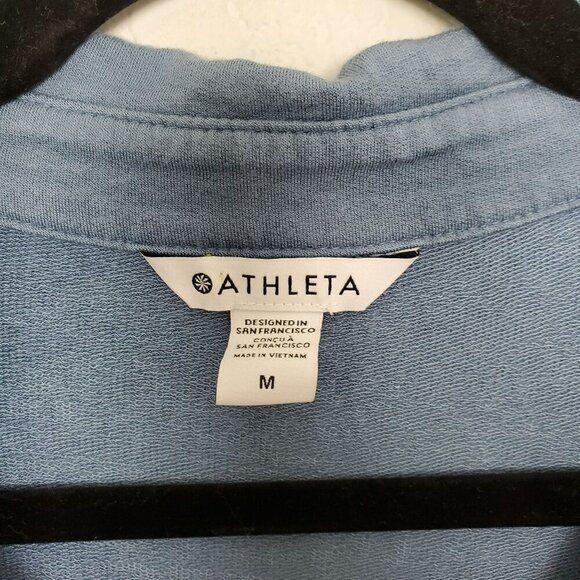 Athleta Womens Westwood Sweatshirt Tee Size M V-Neck Cottage Blue Dolman - Picture 3 of 10